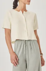 スプレンディット レディース アウター パーカー・スウェット カーディガン Splendidelilah Crop Rib Cardigan Shell White ホワイト