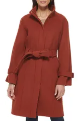 コールハーン レディース アウター ジャケット・ブルゾン コート Cole Haan Melton Belted Coat Rust ラストのサムネイル