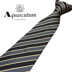 Aquascutum 領帶 藍色 金色 條紋