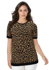 ジェシカロンドン レディース アウター パーカー・スウェット クルーネック Jessica London Fine Gauge Crewneck Shell Neutral Classicheetah