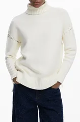 デジグアル レディース アウター パーカー・スウェット タートルネック セーター レース Desigualaced Sleeve Turtleneck Sweater Beige ベージュのサムネイル