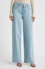 オープンエディット レディース ボトムス デニムパンツ ワイドレッグ ジーンズ Open Edit Mid Rise Wide Leg Jeans Logan Wash