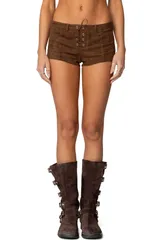 アディクテッド レディース ボトムス ハーフパンツ・ショーツ ショートパンツ スエード EDIKTED Sloane Faux Suede Micro Shorts Brown ブラウン