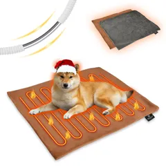 ペット用ホットカーペット ペットヒーター 猫 ヒーター 犬 ホットカーペット 寒さ対策 猫 暖房 器具 スマート恒温 ペット ヒーター ふわふわ 電気毛布 電気ヒーター IP67防水 専用カバー2枚付き 過熱保護 噛みつき防止 65×50cm 423249d3