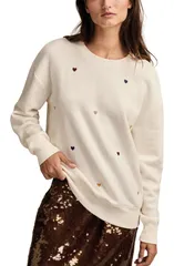 ラッキーブランド レディース トップス シャツ クルーネック スウェット Lucky Brand Valentine Heart Crewneck Sweatshirt Creamulti クリームのサムネイル