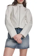 リーバイス レディース アウター ジャケット・ブルゾン レザー フェイクレザー Levis Faux Leatheracer Jacket Oyster