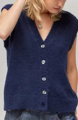 アーバンアウトフィッターズ レディース アウター ベスト Vネック セーター BDG Urban Outfitters VNeck Sweater Vest Navy ネイビーのサムネイル