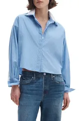 ラグアンドボーン レディース トップス シャツ コットン rag bone Marin Stripe Cotton ButtonUp Shirt Blue Stripe ブルーのサムネイル