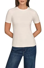 ダナ キャラン ニューヨーク レディース トップス シャツ クルーネック Donna Karanew York Crewneck Top Cream クリームのサムネイル