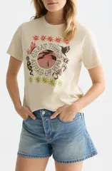 スコッチアンドソーダ レディース トップス Tシャツ コットン 刺繍 グラフィック Scotch Soda Embroidered Artwork Cotton Graphic TShirt Fogのサムネイル