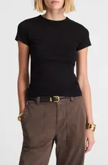 メイドウェル レディース トップス Tシャツ クルーネック コットン Madewell The 90s Crewneck Compact Cotton TShirt Jet Black ブラックのサムネイル