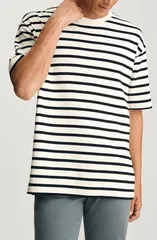 マーヴィ ジーンズ メンズ トップス Tシャツ コットン Mavi Jeanstripe Cotton TShirt Black ブラック