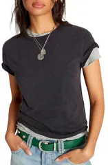 フリーピープル レディース トップス Tシャツ Free People Nova TShirt Black ブラックのサムネイル