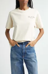スポーティ アンド リッチ レディース トップス Tシャツ コットン Sporty Rich Vendome Cotton TShirt Ecru エクリュのサムネイル