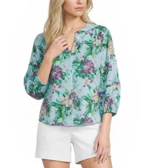 ウエストバウンド レディース トップス シャツ Vネック プチ ブラウス Westbound Petite Size 34 Sleeve VNeck Blouse Bouquet Blossomのサムネイル