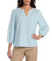 ウエストバウンド レディース トップス シャツ Vネック プチ Westbound Petite Size Solid 34 Sleeve VNeck Topetit Fourのサムネイル