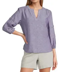 ウエストバウンド レディース トップス シャツ Vネック プチ Westbound Petite Size Solid 34 Sleeve VNeck Top Mysticalのサムネイル