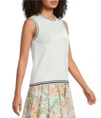 カール ラガーフェルド レディース アウター ニット・セーター クルーネック ノースリーブ KARLAGERFELD PARIS Crew Neck Sleeveless Tank Top Sweatのサムネイル