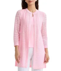 ミソック レディース アウター コート クルーネック ニット ジャケット MISOOK Tonal Burnout Knit Crew Neck Bracelet Sleeve Jacket Cherry Blossom