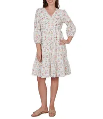 ルビーアールディー レディース トップス ワンピース Vネック フラワー柄 プチ フラワー Ruby Rd Petite Size Floral VNeck 34 Sleeve Shift Dress Cotton Candy Multi マルチカラー