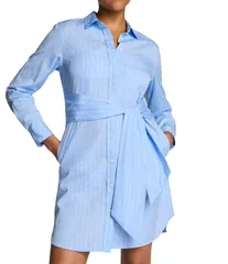 スパンク レディース トップス ワンピース リラックスフィット シャツ SPANXR Poplin Relaxed Fitie Front Shirt Dress PeakClassic Whiteのサムネイル