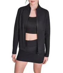 ダナキャラン レディース アウター コート スタンドネック スエード ジャケット DKNY Sport by Donna Karan Coordinating Sueded Compression Fのサムネイル