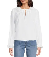 ベラダール レディース トップス シャツ Vネック フリル Bella Dahl Tie VNeck Ruffle Top White ホワイトのサムネイル