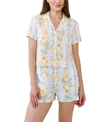 ベラダール レディース トップス シャツ フラワー柄 プリント リネン フラワー Bella Dahlinen Blend Floral Print Notch Collar Short Sleeveのサムネイル