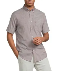 ラウンドトゥリーアンドヨーク メンズ トップス シャツ Roundtree Yorke TravelSmart Easy Care Short Sleeve Solidobby Sport Shirt Plum プラム