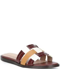 コールハーン レディース シューズ パンプス プリント サンダル レザー Cole Haan GoTo Ensley Croco Print Leather Slide Sandals Mahogany Croco PrintBiscuit