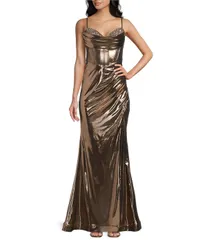 ビーダーリン レディース トップス ワンピース ドレープ B Darlin Sweetheart Drape Neck Stone Detailed Corseted Wrap Front Long Dress BronzeCrystal ストーン