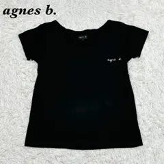 agnes b. Tシャツ 3 L相当 ブラック Uネック 胸ロゴ　アニエスベー