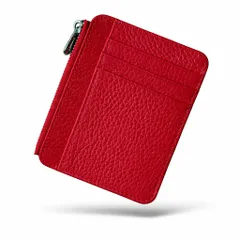 [VIVIORA] クレジットカードケース 本革 フラグメントケース クレカ マイナンバー スリム カード入れ 財布 名刺入れ パスケース 薄型 ジッパー カードホルダー (レッド) [レッド]