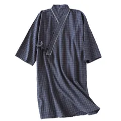 [PLEAVIT] 介護 パジャマ 入院着 前開き 丈短め 入院用 長袖 綿素材 介護 高齢者 楽々着脱 ルームウェア ネイビー M [ネイビー] [M]のサムネイル