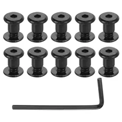 新品 uxcell 10セットのスクリューポスト メスM4x4mmステンレススチールスクリューリベット 女性5x5ヘックスドライブバインディングスクリューベルトバックルバインディングボルトレザーファスナー 1個のレンチ付き 黒ック