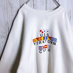【入手困難】90s Vintage USA 古着 国旗タグ スウェット トレーナー ホワイト #26150