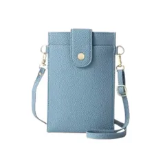 スマホショルダー スマホポーチ レディース ショルダーバッグ スマホポシェット 携帯ポーチ 斜めがけ 縦型 シンプル 可愛い (BLUE) [ブルー]