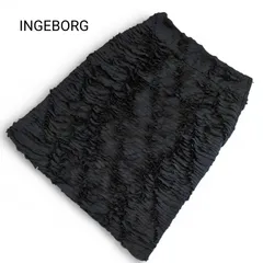INGEBORG インゲボルグ 立体フリルスカート 膝丈 裏地つき ブラック パーティー サイズ3 メルローズのサムネイル