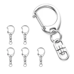 ナスカン 丸カン付き ワンタッチ ハンドメイド キーリング キーホルダーパーツ 手作り 回転カン付き 素材 6個セット DIY 金具 アクセサリーパーツ キーホルダー シルバー