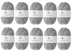 新品 原ウール knitworm 毛糸 10玉セット メランジM 並太 30g(60m) ウール60％、アクリル40％ (3.グレー)