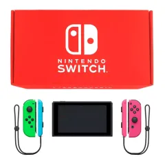 【中古】ニンテンドースイッチハード Nintendo Switch本体 新型モデル 2台目用セット/Joy-Con(L)ネオングリーン(R)ネオンピンク/Joy-Conストラップ：ネオンブルー/ネオンピンク