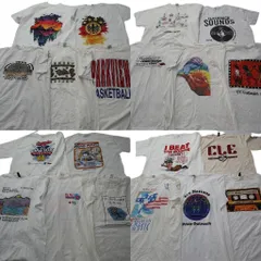 古着卸 まとめ売り 白ボディ 半袖Tシャツ 20枚セット (メンズ XL /2XL /3XL ) 英文字プリント ワンポイント 中古 古着 NE2446