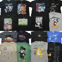 古着卸 まとめ売り キャラクター 半袖Tシャツ 16枚セット (メンズ L ) ポケモン ドラゴンボール マリオ セーラームーン 中古 古着 NE2519