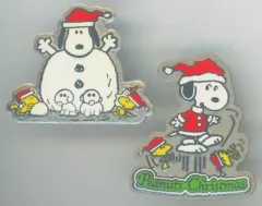 【中古】バッジ・ピンズ スヌーピー＆ウッドストック(雪だるま) ピンバッジセット ピーナッツクリスマス 「PEANUTS(SNOOPY)」 スヌーピータウンショップオリジナル