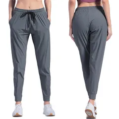 [Gloriosa] ジョガーパンツ レディース きれいめ 【美脚パンツ】 トレーニングパンツ スポーツウェア トレーニングパンツ フィットネスパンツ ヨガパンツ ジャージ 下 (L, グレー) [グレー] [M-L Long]