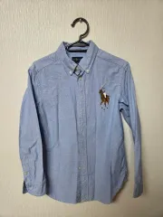 ポロ ラルフローレン スカイブルー シャツ M(10-12)