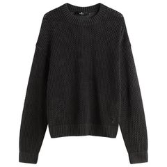 リプレゼント メンズ アウター ニット・セーター Represent Open Gauge Knit Sweater Jet Black ブラック