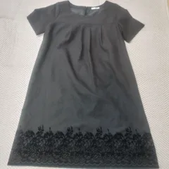 GLACIER グレー ワンピース 半袖 裾レース フォーマル セレモニー ひざ丈 レディース M相当