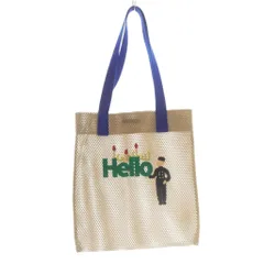 ラドロー LUDLOW Hello メッシュトートバッグ ハンドバッグ 茶色 ブラウン 青