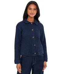 モッドドック レディース アウター コート ジャケット Mododoc Long Sleeve Waffle Swing Jacket Vibrant Navy ネイビー